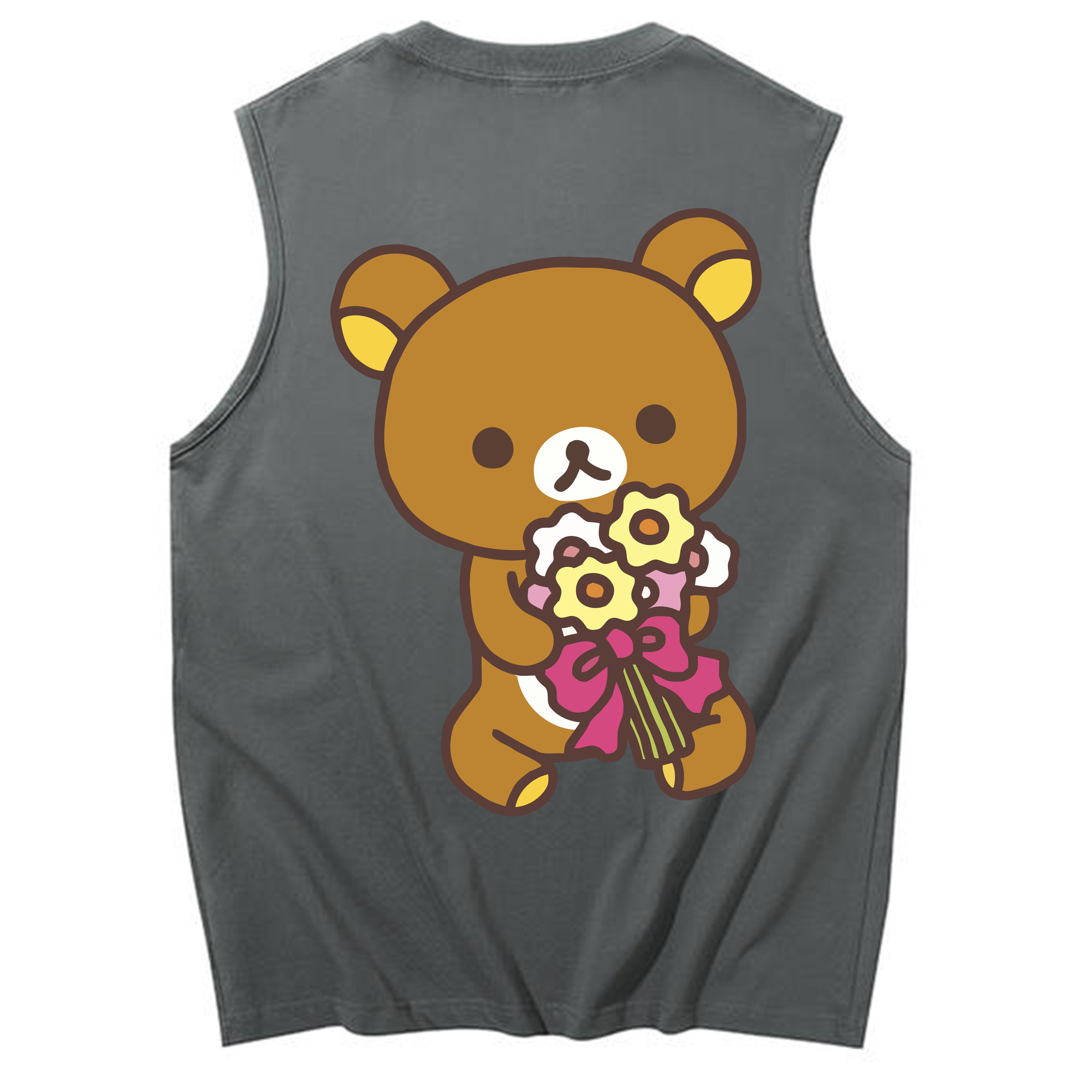 （画像用） リラックマ リラックマ キイロイトリ Rilakkuma Korilakkuma Kiiroitori コットン100％タンクトップ（背面プリント）